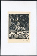 Molnár C. Pál (1894-1981): Templom. Fametszet, Papír, Kartonra Ragasztva, Utólagos Jelzéssel, 9×7 Cm - Sonstige & Ohne Zuordnung