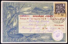 1921 Balassagyarmat, Halászjegy, Hajtott - Non Classés