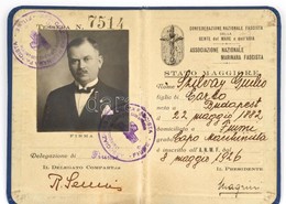 1926 Olasz Fasiszta Tengerészeti Szövetség Igazolványa Magyar Hajóskapitány Részére / Italian Fascicst Sailor Id - Ohne Zuordnung