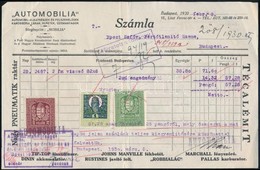 1930 Bp., Automobilia Automobil-Alkatrészek és Felszerelések által Kiállított Számla Okmánybélyegekkel - Non Classés