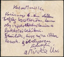 Cca 1969 Czóbel Béla (1883-1976) Avantgárd Festőművész Saját Kézzel írt üzenete Házvezetőnőjéhez "Művész úr" Aláírással, - Non Classés