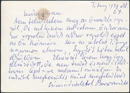 1972 Borsos Miklós (1906 -1990) Szobrászművész Saját Kézzel írt Levelezőlapja Arató Pál Kirakatrendező Iparművésznek Péc - Sonstige & Ohne Zuordnung