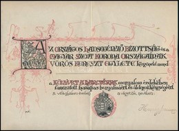 Cca 1914-18 I. Világháború "Könyvet A Harctérre Mozgalom" Kitöltetlen Díszes, Címeres Oklevél, Herczeg Ferenc (1863-1954 - Autres & Non Classés