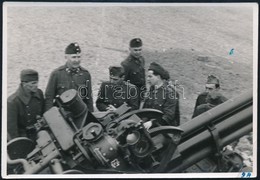 1944 Ágyú Tüzelőállásban, Katonákkal, Hátoldalon Feliratozott Fotó, 8×11 Cm - Sonstige & Ohne Zuordnung
