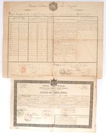 1822-1860 2 Db Francia Katonai Elbocsátó, Papír, Kopott, Foltos 25x41 és 36,5x47 - Sonstige & Ohne Zuordnung