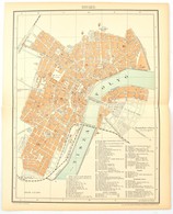 Szeged Városának Térképe, Kiadja: Pallas Részvénytársaság Nyomdája, 29×24 Cm - Sonstige & Ohne Zuordnung