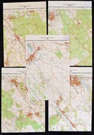 Cca 1988-89 Kisbér, Mór, Oroszlány, Zsámbék, Bicske 5 Db Topográfiai Térkép, Magyar Néphadsereg Vezérkara Felirattal és  - Sonstige & Ohne Zuordnung