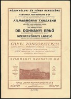 1930 Műsorfüzet A Címlapon Filharmóniai Társaság Főpróbája Dohnányi Ernő Elnökkarnagy Vezénylete Alatt és Szentgyörgyi L - Autres & Non Classés