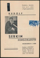 1934 Január Műsorfüzet A Címlapon Rudolf Serkin Zongoraestje, Dr. Herz Ottó Közreműködésével, Valamint Bartók Béla Estje - Autres & Non Classés