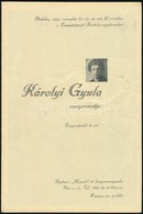 1934 November-december Műsorfüzet A Címlapon Károlyi Gyula Zongoraestje, Valamint Fischer Edwin Hangcversenye, Koncert Z - Sonstige & Ohne Zuordnung