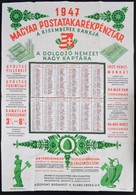 1947 Magyar Postatakarékpénztár Naptáros Reklám Plakát. Az Elnöknek Küldve, Noymtatványként 62x86 Cm - Sonstige & Ohne Zuordnung