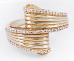 Aranyozott Ezüst(Ag) Gyűrű, Jelzett, Méret: 62, Bruttó: 5,8 G - Sonstige & Ohne Zuordnung