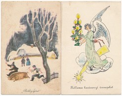 ** 5 Db Főleg RÉGI Karácsonyi üdvözlő Motívum Képeslap / 5 Mostly Pre-1945 Christmas Greeting Art Motive Postcards - Ohne Zuordnung