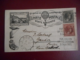 LUXEMBOURG - 1927 - CARTE POSTALE Par BALLON ! EXPO PHILATELIQUE INTERNATIONALE - Cartas & Documentos