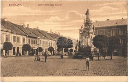 T2 1911 Eperjes, Presov; Szentháromság Szobor, Első Eperjesi Bazár. Divald Károly Fia / Trinity Statue, Bazaar Shop - Ohne Zuordnung