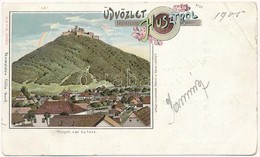 T3 1905 Huszt, Chust; Vár és Tere. Mermelstein Fülöp Kiadása 4127. / Castle And Square. Floral, Litho (EB) - Ohne Zuordnung