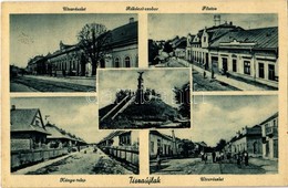 T1/T2 1940 Tiszaújlak, Vulok, Vilok, Vylok; Fő Utca, Kánya Telep, Rákóczi Szobor. Bleier Mór / Main Street, Colony, Stat - Ohne Zuordnung