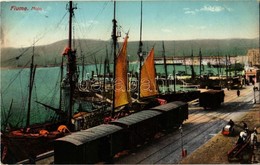 T2 1912 Fiume, Rijeka; Molo / Kikötő, Rakpart, Gőzhajók / Port, Quay, Steamships - Ohne Zuordnung