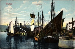 T2 1910 Fiume, Rijeka; Porto Baross / Baross Rakpart, Kikötő, Hajók / Quay, Port, Sailing Vessels, Steamship - Ohne Zuordnung