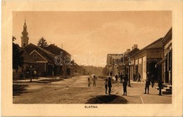 T2 1910 Szalatnok, Szlatina, Slatina; Utca, Templom, Leopold Fuchs & Co. üzlete. Lj. Bauer Kiadása / Street View, Church - Non Classés