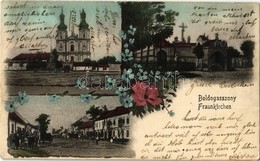 T2/T3 1915 Boldogasszony, Fertőboldogasszony, Frauenkirchen; Boldogasszony Búcsújáró Templom, Kálvária, Fő Utca, üzlet.  - Ohne Zuordnung