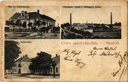 T2/T3 1907 Lajtaújfalu, Neufeld An Der Leitha; Villa Dr. Zahornaczky, Chemische Fabrik J. Médinger's Söhne, Kaffeehaus.  - Ohne Zuordnung