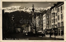 * T2 1938 Innsbruck, Maria Theresienstrasse / Street, Monument, Automobiles, Shops - Unclassified