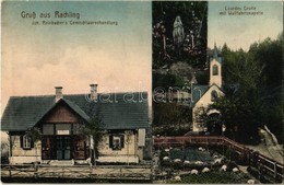 T2 1918 Rachling, Joh. Reinbacher's Gemischtwarenhnadlung, Lourdes Grotte Mit Wallfahrtskapelle / Shop, Chapel - Ohne Zuordnung