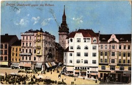 * T2/T3 Brno, Brünn; Krautmarkt Gegen Das Rathaus / Market, Town Hall, Shops Of Fr. Dohnalek, Josef Kohn, Savings Bank ( - Unclassified