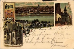 T2 1898 Praha, Prag, Prága, Prague; Erker Und Uhr Am Altst Rathause, Die Altsdtadt Von Den Rudolfsanlagen, Das Alte Jüdi - Non Classés