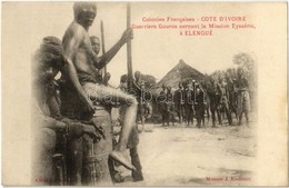 ** T1/T2 Cote D'Ivoire, Colonies Francaises, Guerriers Gouros Cernant La Mission Eysséric, á Elengué / Warriors - Non Classés