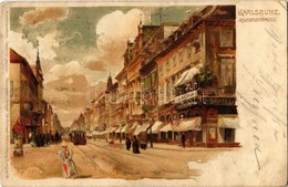 T2/T3 1899 Karlsruhe, Kaiserstrasse / Street, Shops, Tram. Künstlerpostkarte Joh. Elchlepp Litho S: C. Münch (EK) - Non Classés