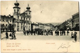 T4 1901 Gorizia, Görz, Gorica; Piazza Grande / Square, Group Of Locals, Church, Shops. Prem. Atelier Fotograf. A. Jerkic - Ohne Zuordnung