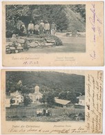 T4 Calimanesti, Calimanesci; - 2 Db Régi Városképes Lap: Kolostor, Forrás / 2 Pre-1945 Town-view Postcards: Cozia Monast - Non Classés