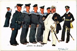 * T2 Sturm Im Anzug! K.u.K. Kriegsmarine Matrose / WWI Austro-Hungarian Navy, Marine Humour Art Postcard, Naval Officers - Ohne Zuordnung