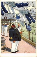 ** T2/T3 K.u.K. Kriegsmarine Matrose / WWI Austro-Hungarian Navy, Marine Humour Art Postcard, Drying Of The Clothes, Cap - Ohne Zuordnung