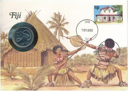 Fidzsi-szigetek 1987. 20c Felbélyegzett Borítékban, Bélyegzéssel, Német Nyelvű Leírással T:1  Fiji 1987. 20 Cents In Env - Ohne Zuordnung
