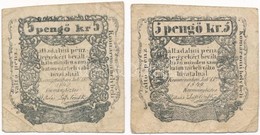 Komárom 1849. 5kr (2x) Két Különböző Nyomólemezzel Készült Példány, Eltérések Az "5"-ös Névérték ábrázolásában, Az Indás - Ohne Zuordnung