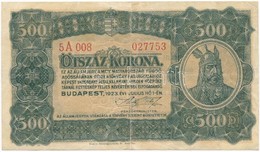 1923. 500K "Magyar Pénzjegynyomda Rt. Budapest" Nyomdahely Jelöléssel T:III Adamo K34 - Ohne Zuordnung