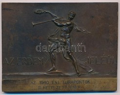 Gács Lajos (1905-1981) 1946. "Az érdem Jeléül" Egyoldalas Br Sport Emlékplakett, Előlapon Gravírozva "Az 1940 évi Túrapo - Ohne Zuordnung