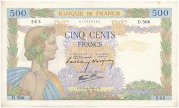 Franciaország 1940. 500Fr T:II-,III Tűnyom France 1940. 500 Francs C:VF,F Pinhole Krause 95.a - Ohne Zuordnung