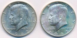 Amerikai Egyesült Államok 1969D 1/2$ Ag "Kennedy" (2x) T:1- USA 1969D 1/2 Dollar Ag "Kennedy" (2x) C:AU Krause KM#202a - Ohne Zuordnung