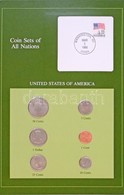 Amerikai Egyesült Államok 1980-1985. 1c - 1$ (6xklf), "Coin Sets Of All Nations" Forgalmi Szett Felbélyegzett Kartonlapo - Non Classés