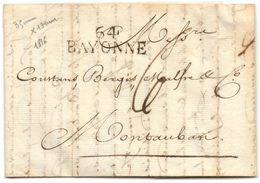 Marque  BAYONNE Ref Lissarague Et Consejo 13 Et 18  Sur 2 Plis De 1805 Et 1816 - 1801-1848: Voorlopers XIX