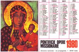 Calendarietto Tascabile Pontificie Opere Missionarie 1980 - Small : 1971-80