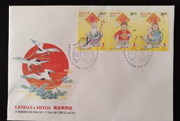 MAC1184-Macau FDC With 3 Old Stamps - Legends And Myths I - Gods Of Longevity, Prosperity And Happiness - Macau-1994 - FDC