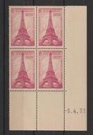 France 1939 Coin Daté Tour Eiffel 429 ** MNH - 1930-1939