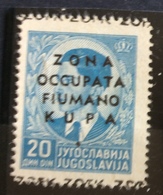 ZONA OCCUPATA FIUMANO KUPA -  20 Din Nuovo - Occ. Yougoslave: Littoral Slovène