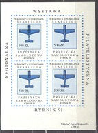 Poland 1991 Plane Label - Sheet Unused - Ohne Zuordnung