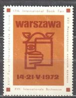 Poland 1972 - Label - 17th International Book Fair - Unused - Ohne Zuordnung